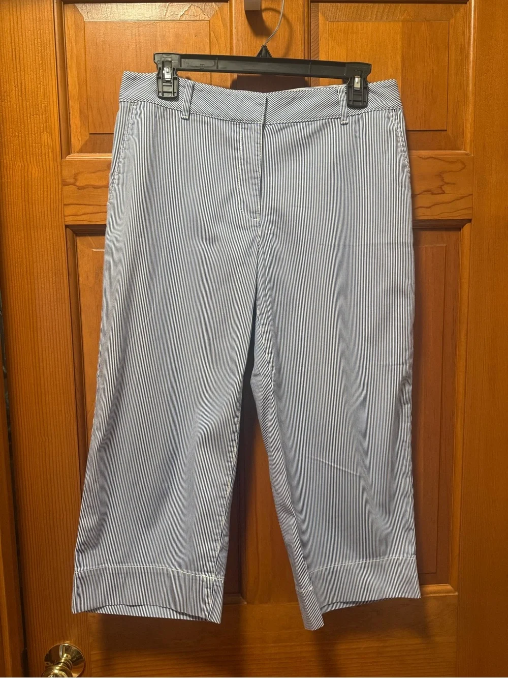 Talbots Wide Crop Blue and White Stripe Pants Size 8p
